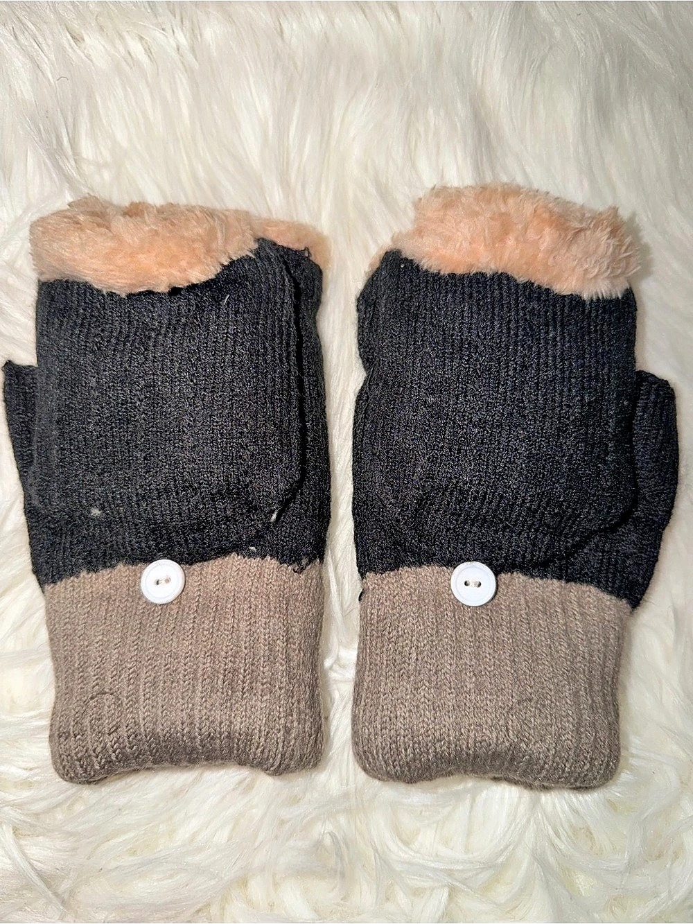 Fingerless Gloves in Black & Brown Like New